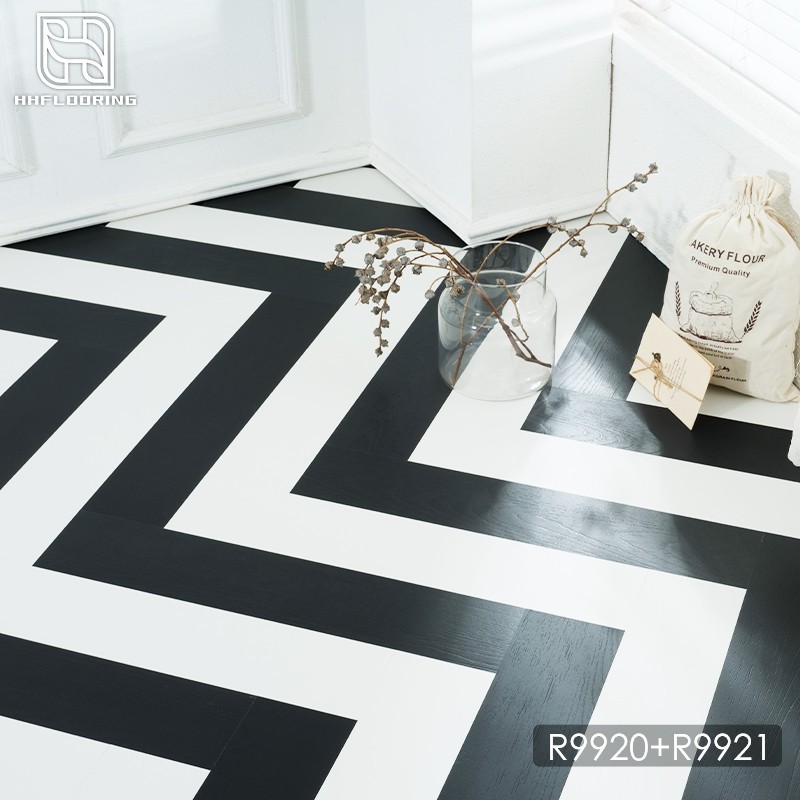 patterned black and white vinyl flooring for business